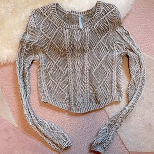 Mona B Cable Knit Cropped Sweater